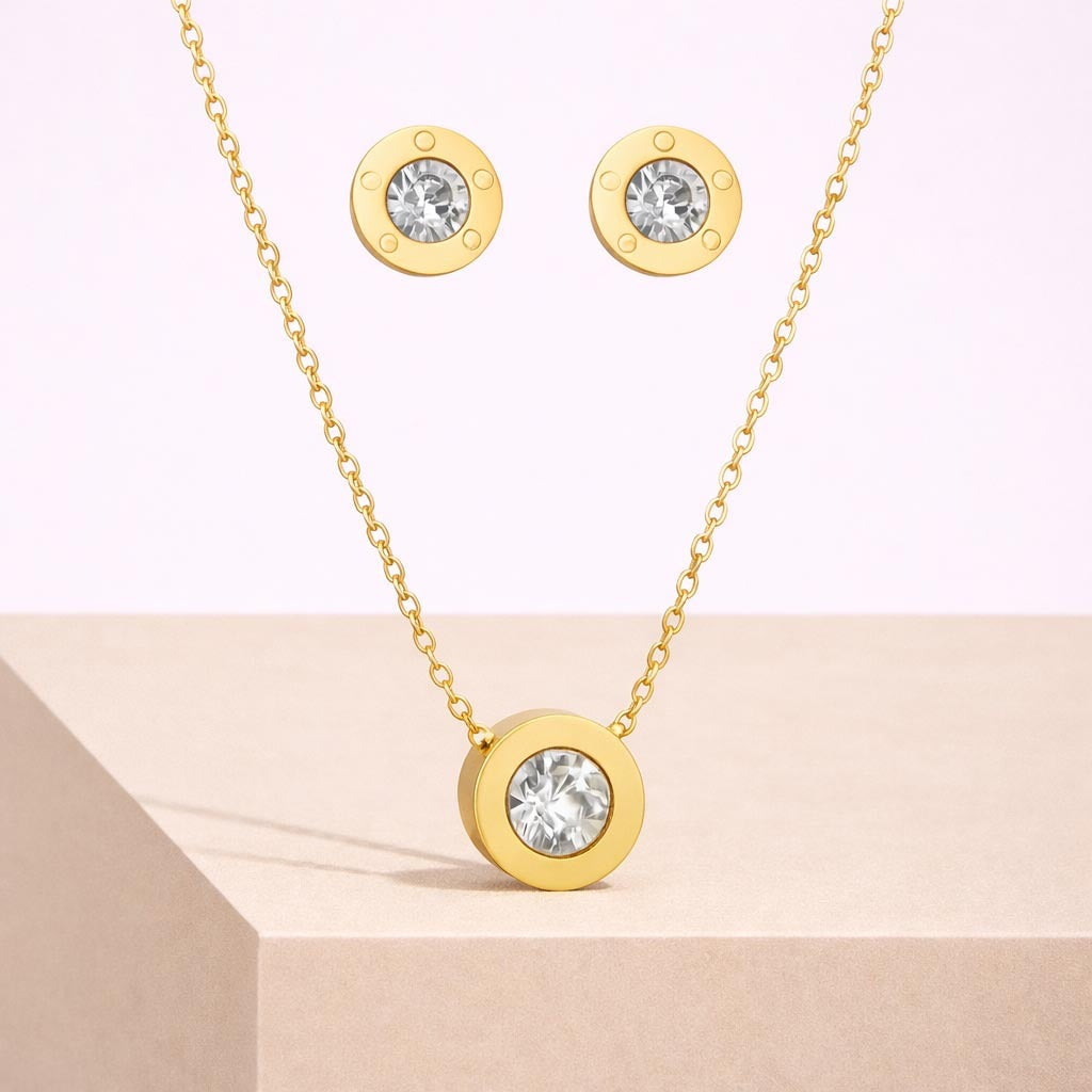 Elegant White Gold Round Necklace